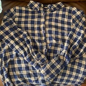 One size fits all oversized plaid button down